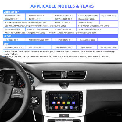 Skoda Golf Polo Mobil GPS Navigasi Radio Otomatis 2 Din HD QLED 1280*720P